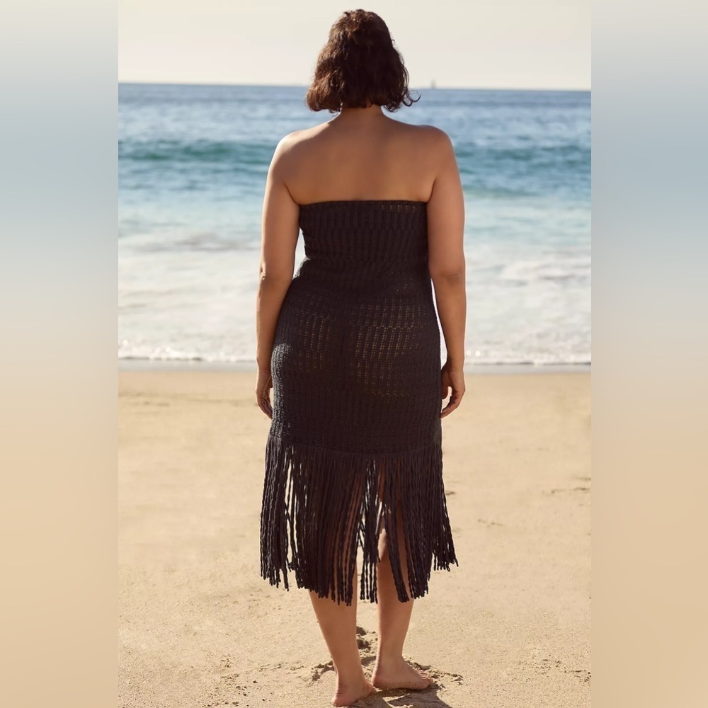 NWT! Celandine Strapless Crochet Fringe-Trim Knit Dress in Raspberry ☀️ - Picture 10 of 15